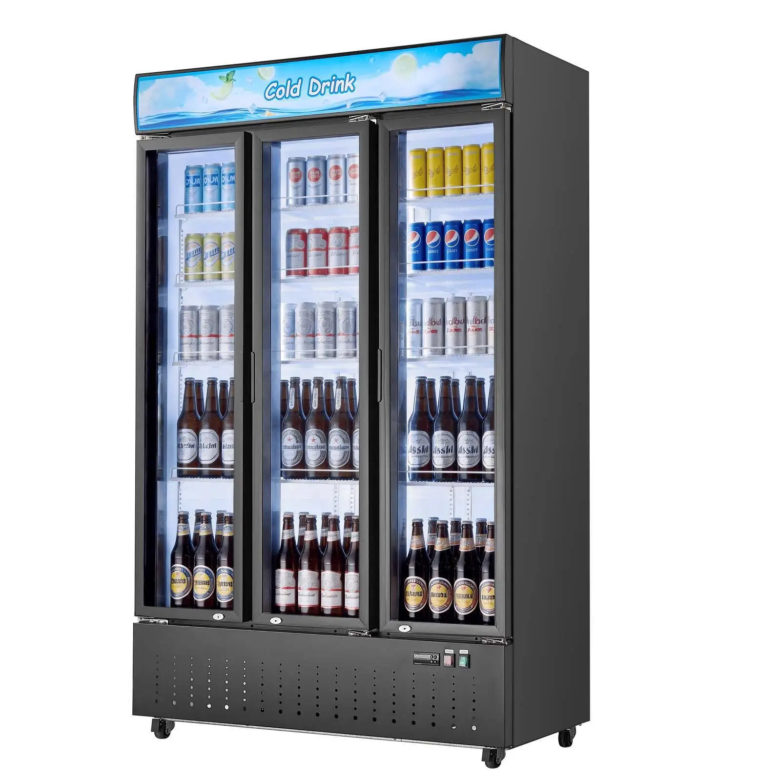 Commercial Merchandiser Refrigerator, 26.8 Cu.Ft / 760L Upright Beverage Cooler, 3 Glass Door Display Refrigerator with