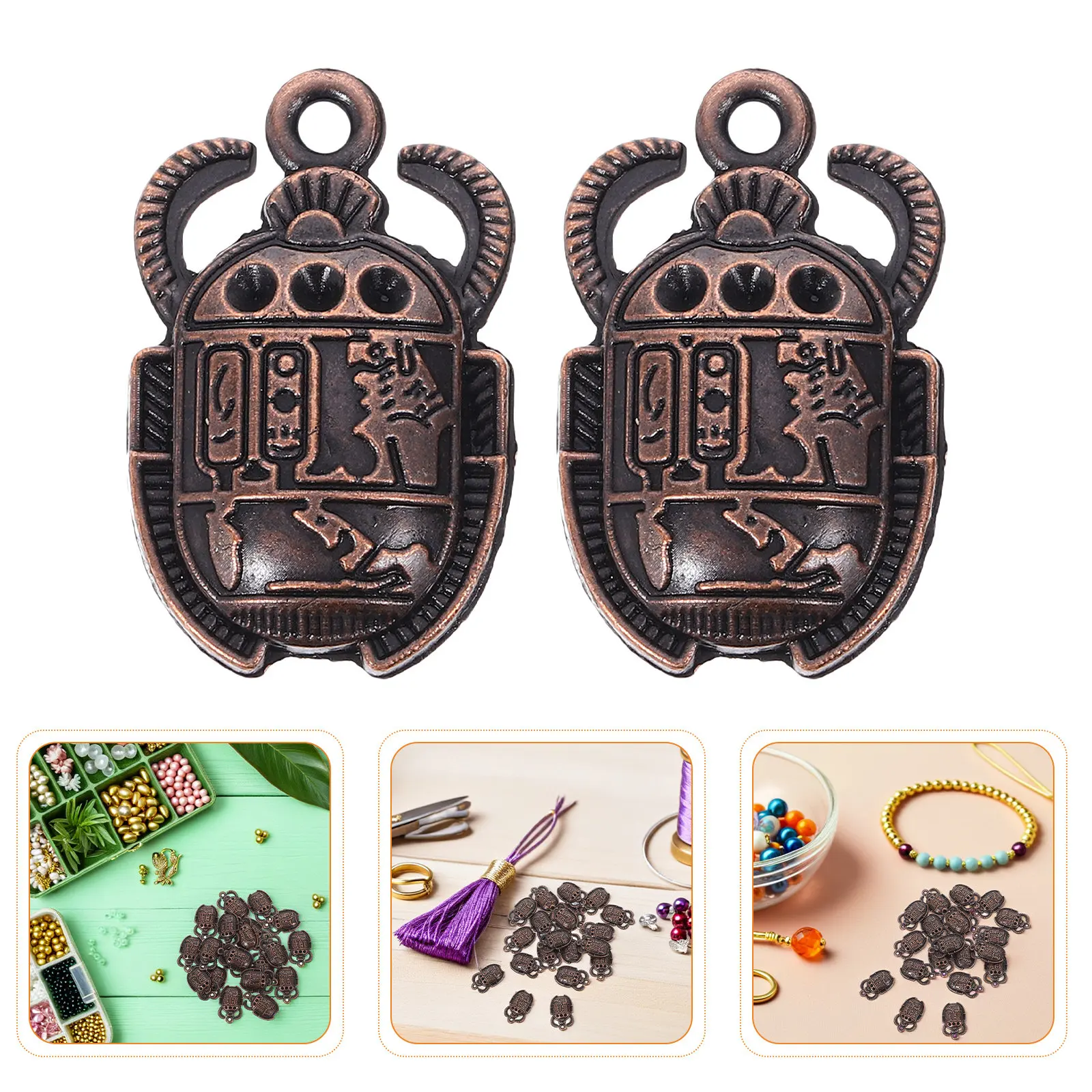 35Pcs Egyptian Scarab Vintage Pendant Charms Metal Jewelry Making Accessories Scarab Beetle Charms for DIY Necklaces Bracelets