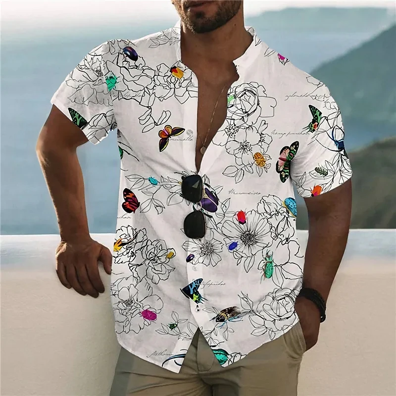 2022 Butterfly Shirts For Men 3d Print Men's Hawaiian Butterfly Shirt Beach Short Sleeve Fashion Top Tee Shirt Man Blouse Camisa