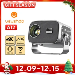 VEVSHAO A12 Projector Mini Portable  LED Video Android 11.0 WIFI 6 Mirror SmartPhone for 1080P 4K Video Home Cinema Projector