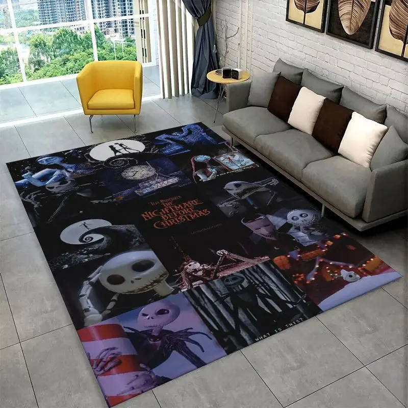 HD Cartoon N-Nightmare Before Christmas Jack Halloween Carpet Rug for Playroom Bedroom Living Room Sofa,Game Area Rug Non-slip
