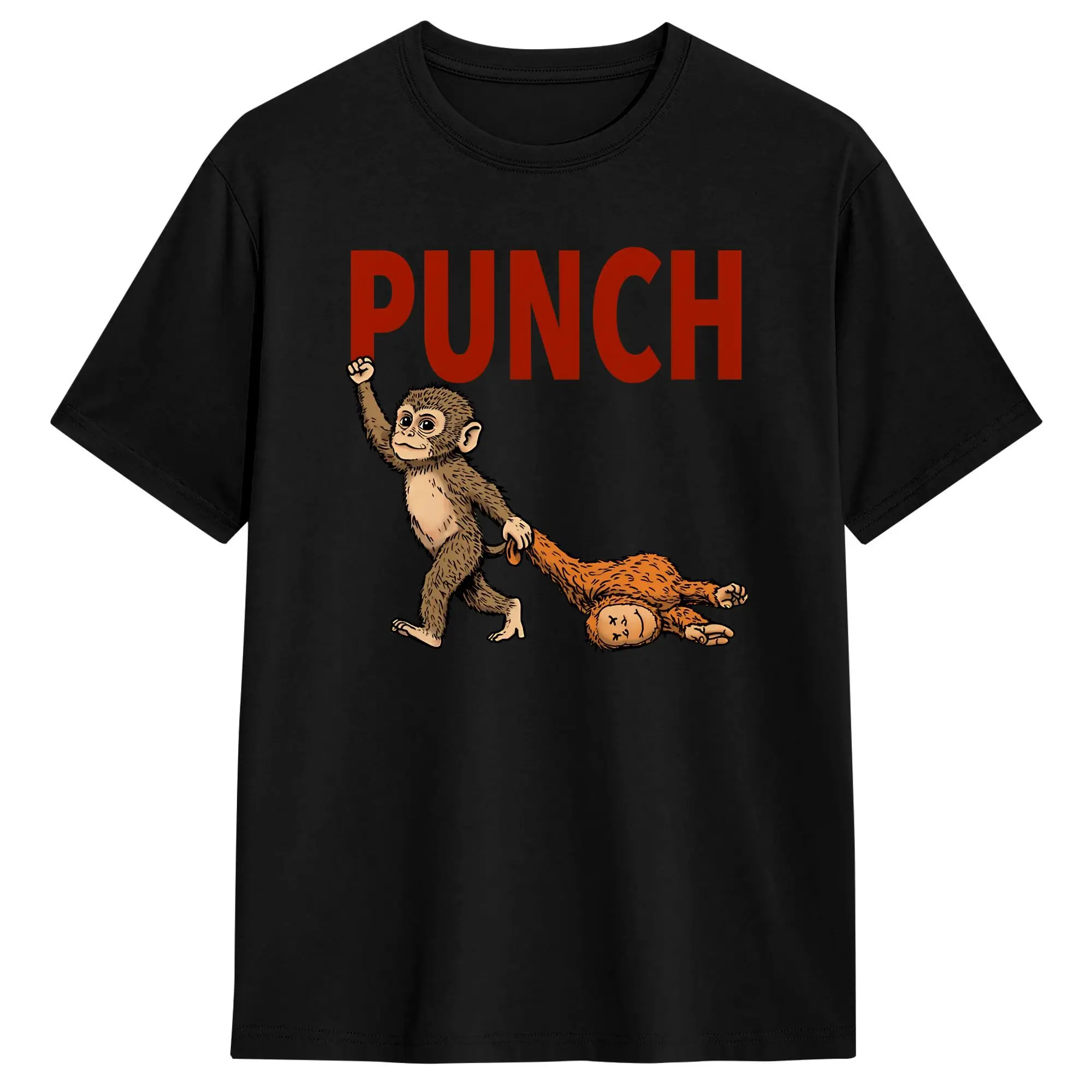 Men's T-Shirts Punch the monkey when life gets you down punch back Cotton Tees Short Sleeve T Shirt Round Neck Tops Plus Size