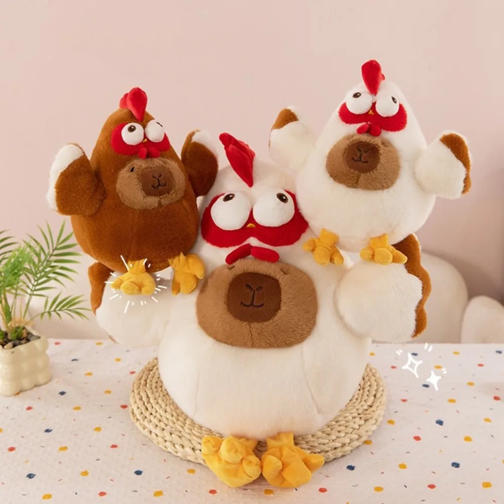 

Hen Chicken Capybara Plush Toy Fluffy Brown Chicken Capybara Cotton Doll Soft Cute Capybara Stuffed Doll Room Decor