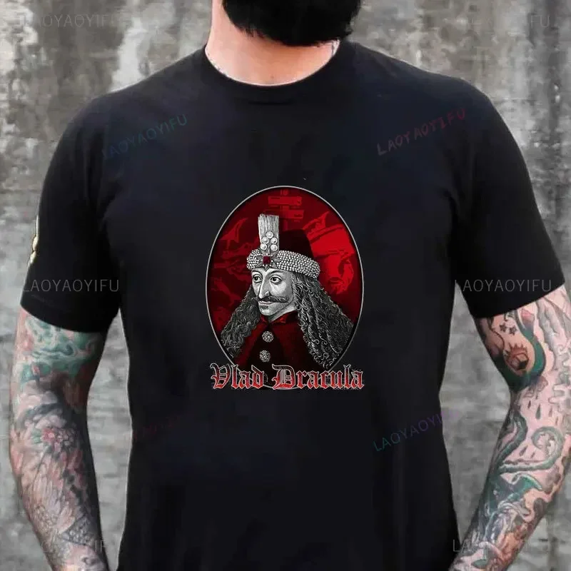 Vlad Dracula Tepes The Impaler Vampire Men Gothic Halloween Horror Movie Tops Dracula Weird Vlad Tepes 1431-1476 Cotton T-Shirt