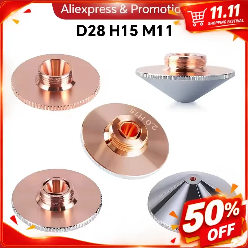 Raytools Nozzle for Fiber Laser D28 M11 H15 Single Double Chrome Plated Caliber 0.8-6.0mm Precitec WSX HANS Cutting Machine
