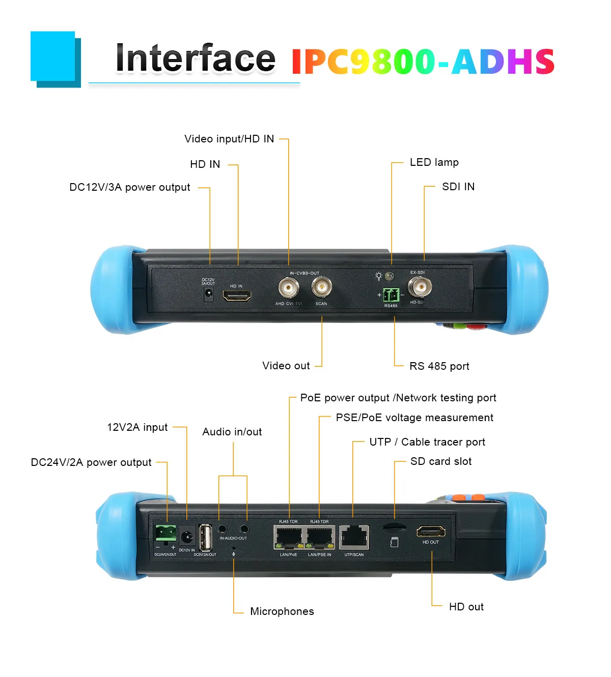 IPC-9800MOVTADHS Pro IPC Tester Support 8K IPC Camera And VGA 8MP AHD CVI TVI Test Wifi PTZ Cable Tester HDMI PoE CCTV Tester