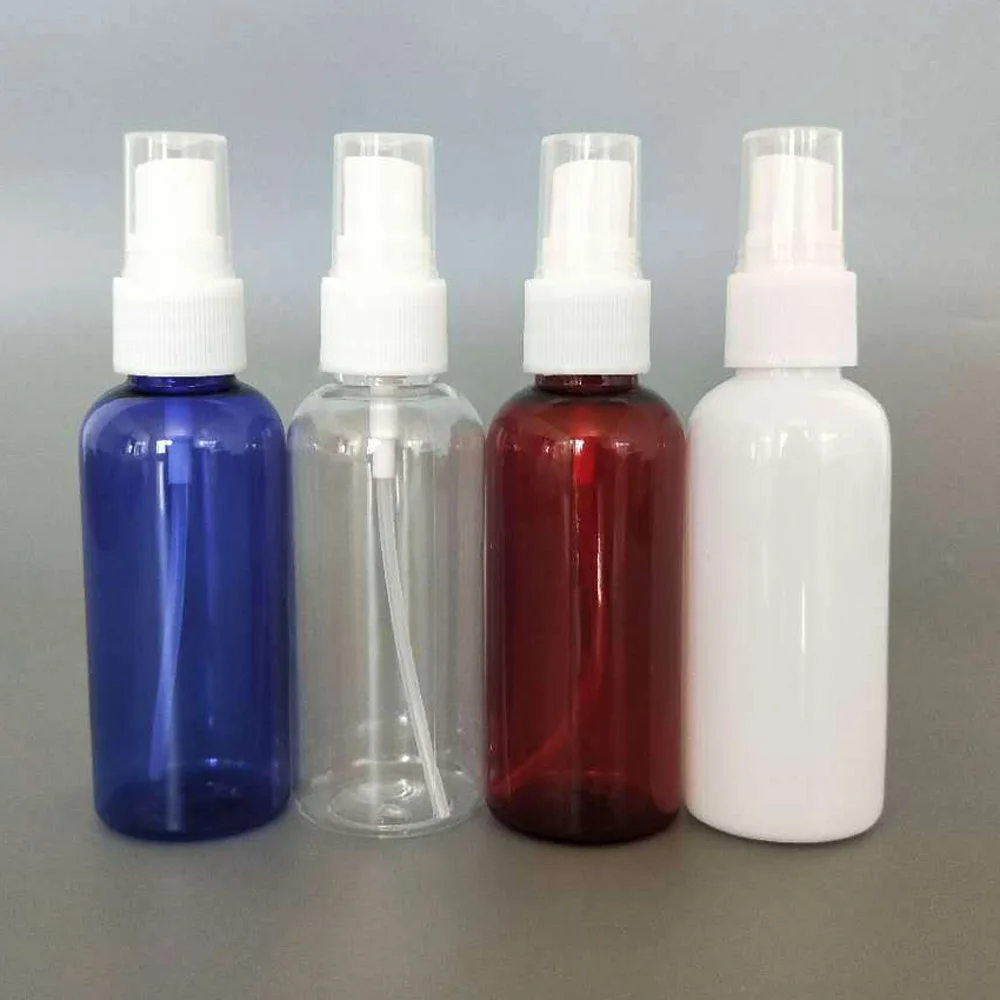 5 unids/pack 120ml de capacidad color ámbar y marrón botella de Perfume en aerosol portátil de plástico recargable con pulverizador de bomba de color blanco