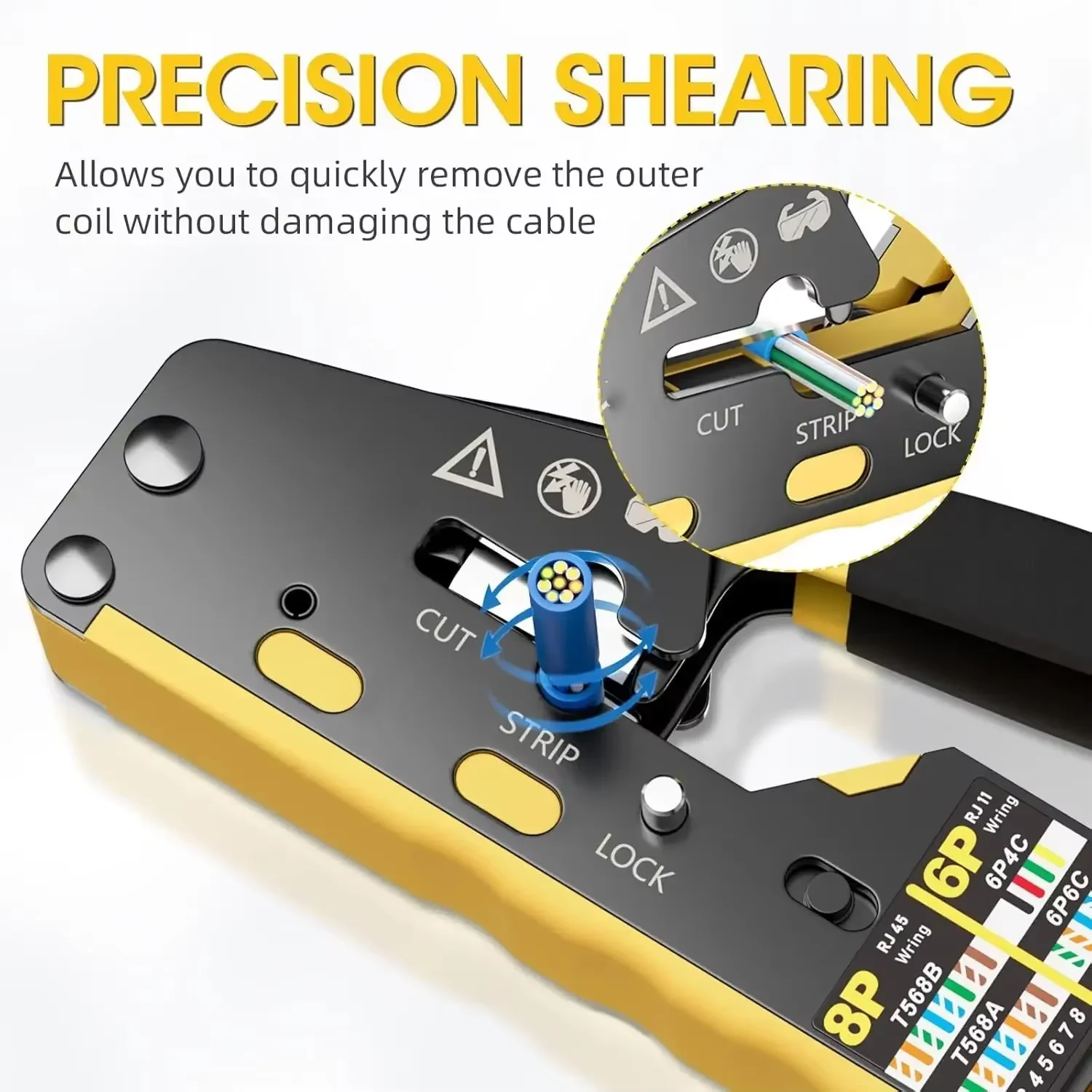 أداة تجعيد RJ45 تمر عبر أداة تجعيد إيثرنت لموصلات Cat6 Cat5 Cat5e RJ45 مع شفرة بديلة ,RJ45 Crimp Tool Pass Through Ethernet Crimping Tool for Cat6 Cat5 Cat5e RJ45 Connectors with Replacement Blade