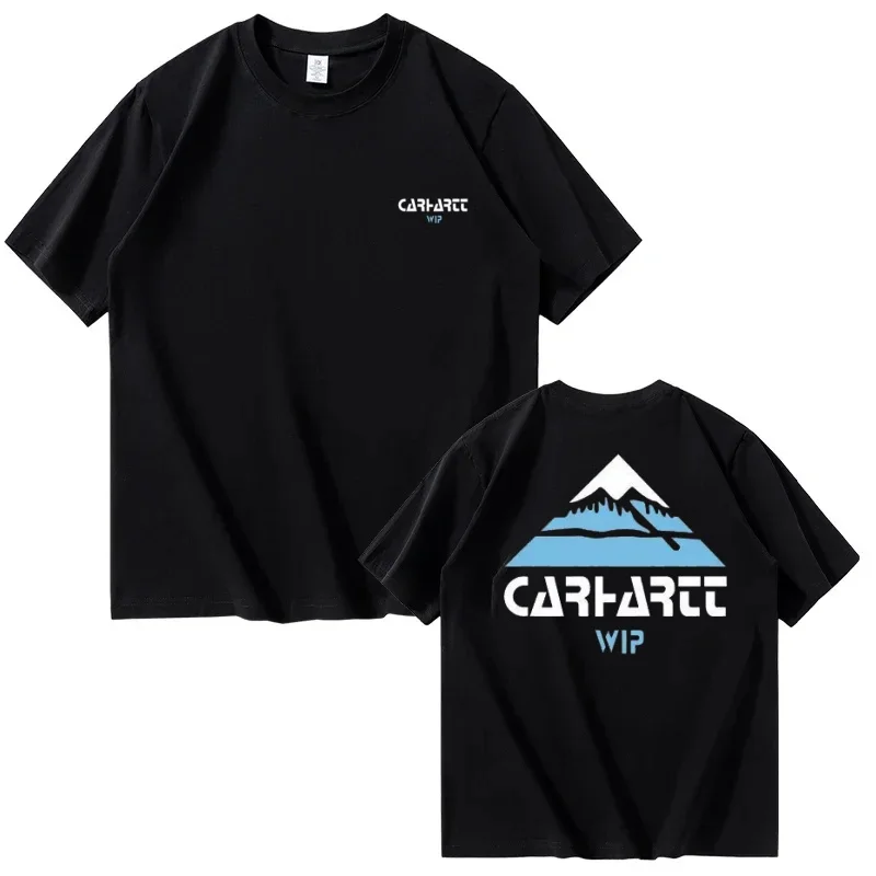 Nueva Camiseta Unisex Carhartt-Wip con Estampado del Logotipo Mountain, Verano 2026, Estilo Oversize, Ropa de Trabajo, Streetwear, Deportiva
