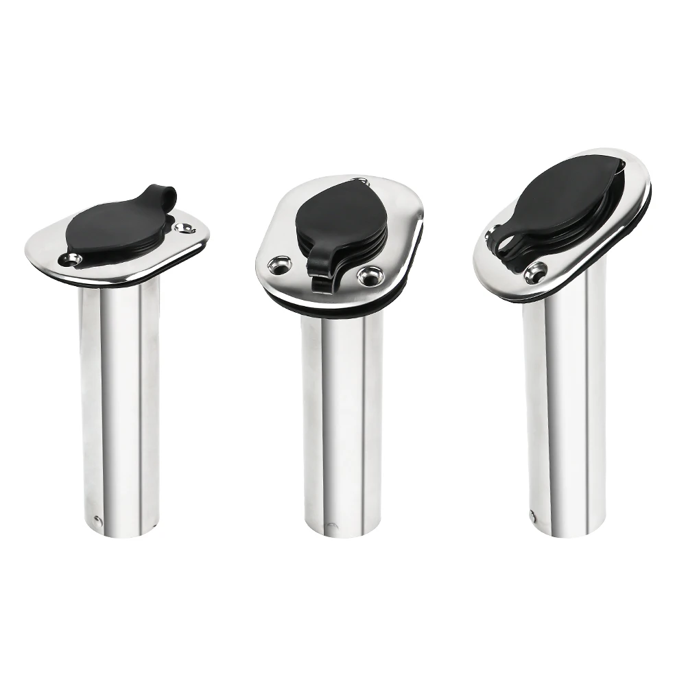 2Pcs Marine 15/30/90° Flush Mount Fishing Rod Holder Stainless Steel with Cap Inner Tube Gasket Mirror Polished Boat Accessories