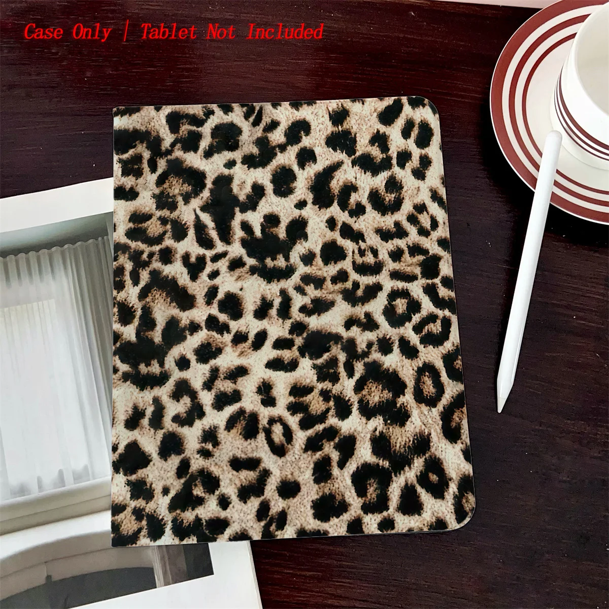 Leopard Printed iPad Case with Pen Slot - Simple Fresh Style Book Design for Pro/Air 5 4/iPad 10/Mini 5