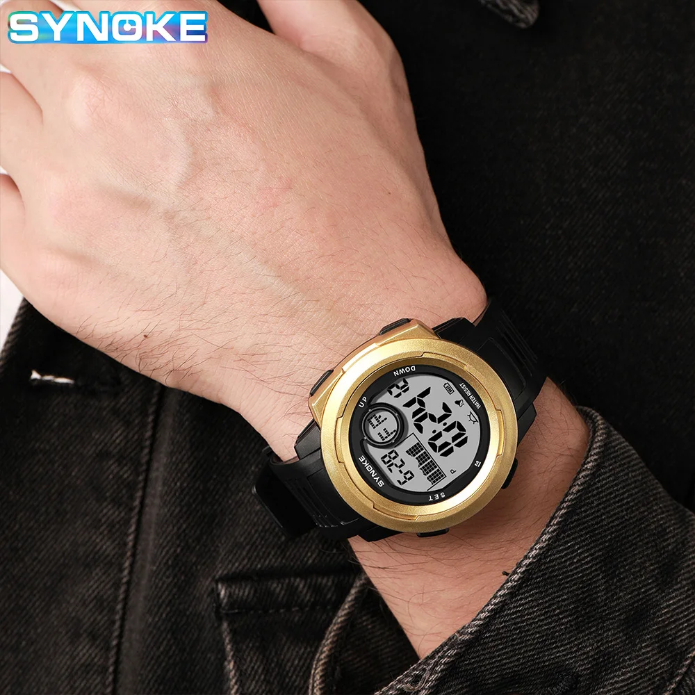 SYNOKE Outdoor Military Digital Watch For Men Fashion Retro Men Watch Sports Waterproof Men Watch Multifunctional Luminous