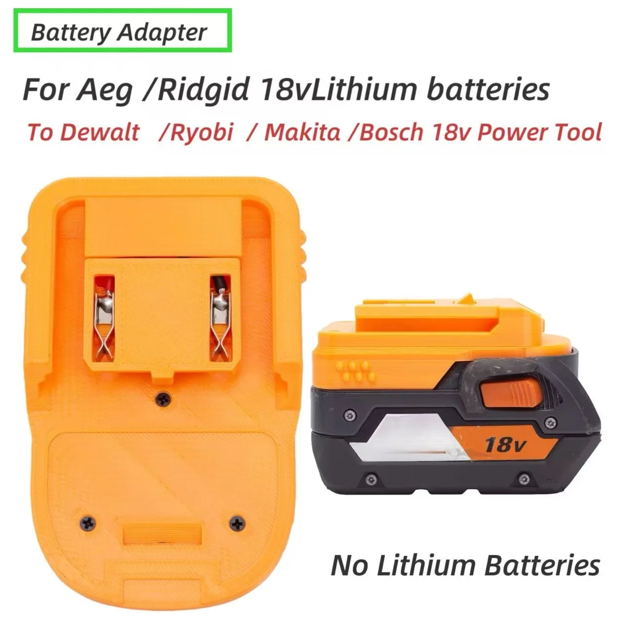 

Converter Adapter for Ridgid / AEG 18v Lithium Ion Battery To Dewalt /Ryobi / Makita /Bosch 18v Power Tools(Converter Only)