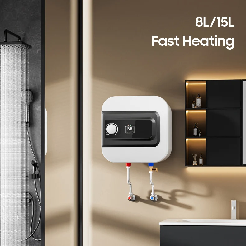 Calentador de agua eléctrico del tanque del géiser del almacenamiento del esmalte de la cocina elegante 8L 15L 1.5kW 2kW para el cuarto de baño