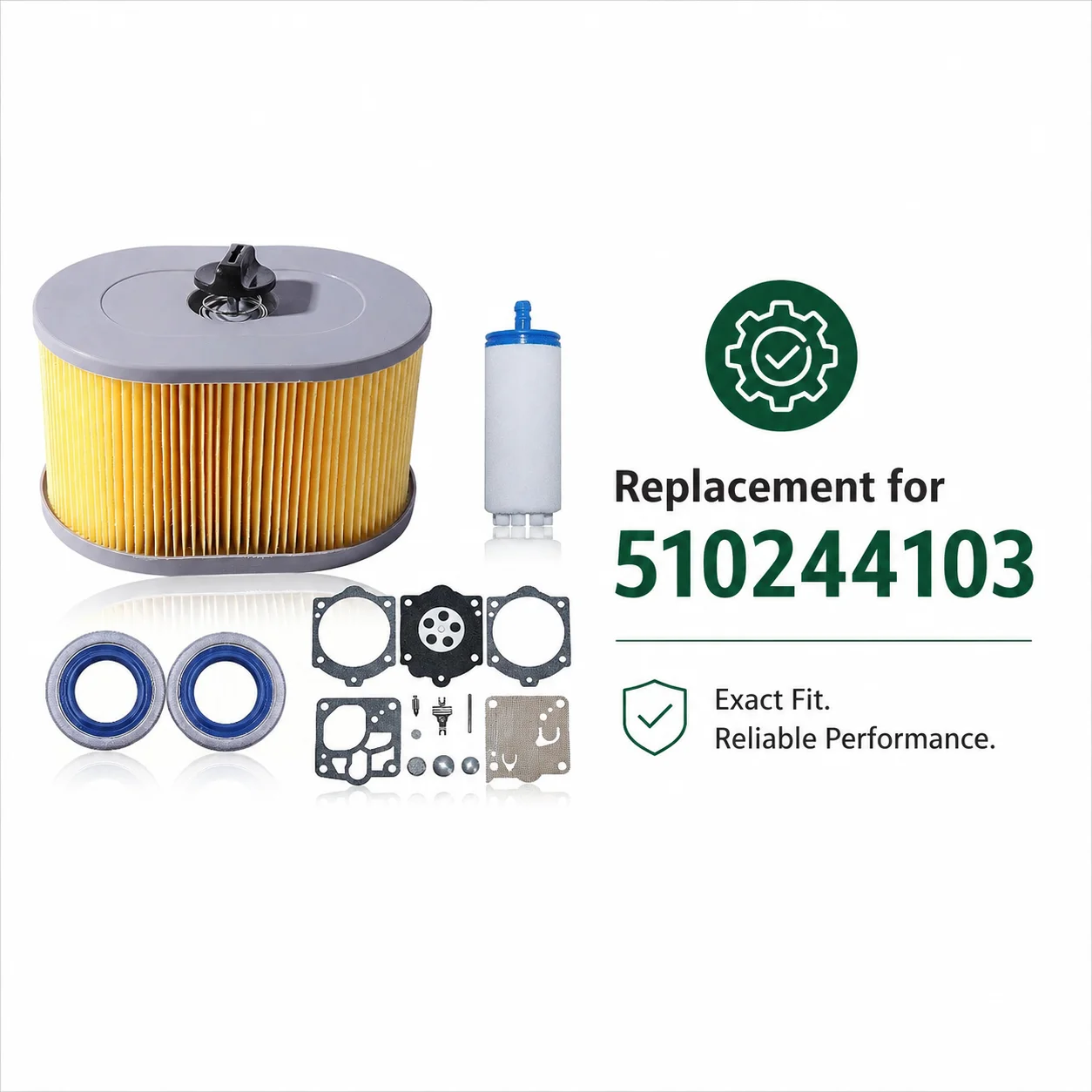 Air Filter Oil Seal Repair Kit K10-RWJ Fuel Filter Set for Husqvarna Partner K970 K1260 Chainsaw, 510244103 510244101 Saw Parts