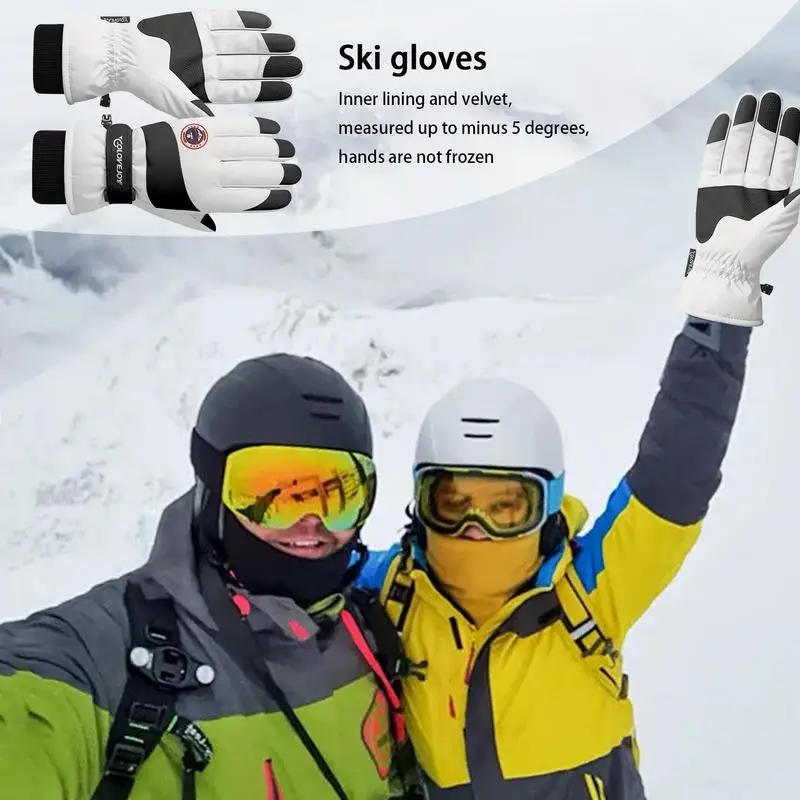 Guantes de esquí con pantalla táctil, 1 par, cálidos guantes deportivos de invierno para esquiar, impermeables, para clima frío, calentadores de manos, mitones antideslizantes para