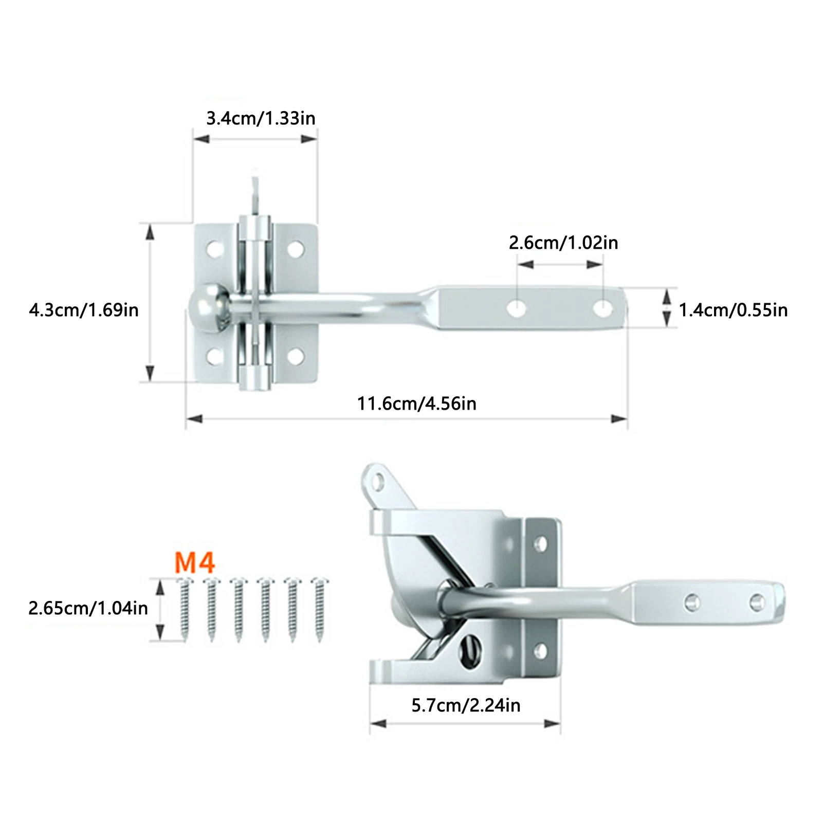 Outdoor Garden Gate Latch Lock Heavy Duty Fence Hinge Kit Zinc Plated Weatherproof Hardware for Wooden Backyard Gates