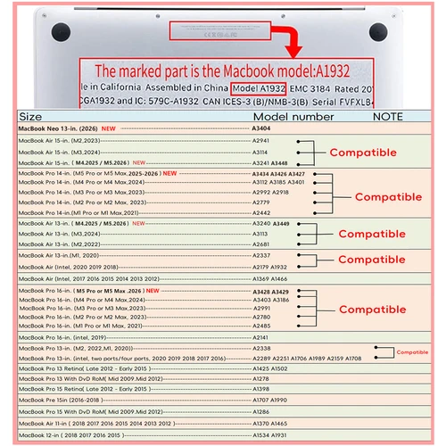 Imagen 2 del producto Funda para Macbook Air 13.6 M5 2026 Neo A18, Funda para MacBook Air 13 M4 M2 Pro 13, Funda 2025 M5 Pro 14 16, Funda para Laptop M3 15.3