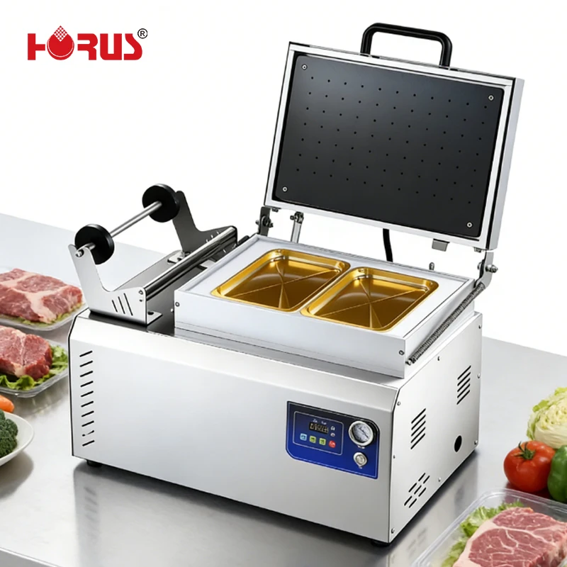 Horus Table Type Fish Meat Cheese Food Mini Vacuum Skin Packing Machine Vacuum Skin Packaging Machine For Meat Fish