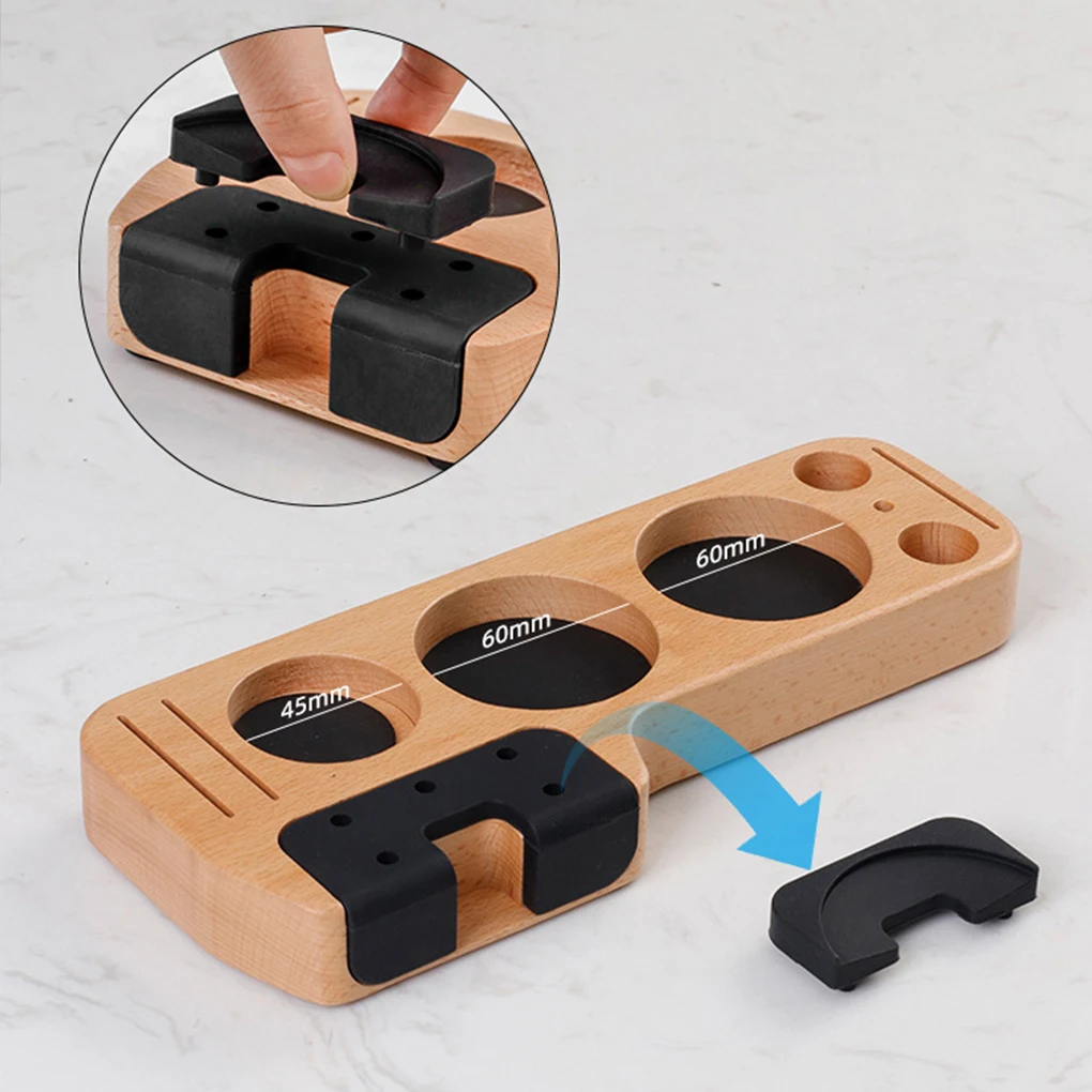 Universal Coffeeware Portafilter Tamper Stand Wooden Coffee Tamper Station Coffee Lever Tool Tamper Mat Coffee Tools Organizer