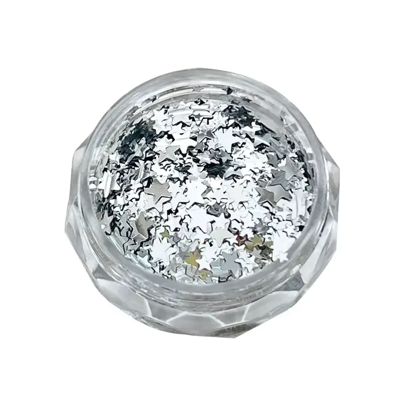 1 Box 3D Mini Nail Art Charms Stern-Paillettenflocken Silberglänzende Accessoires für Maniküre – Detail 5