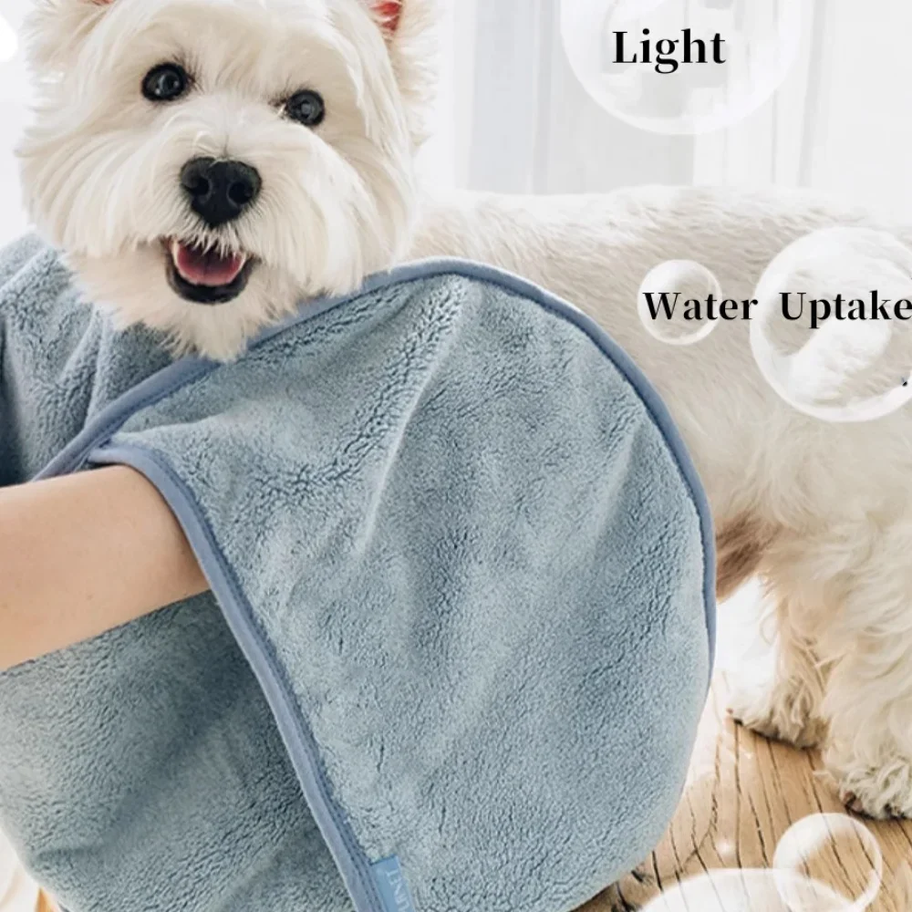 Pet Super Absorbent Towel Cat and Dog Quick Drying Towel Pocket Style Scrub Gloves Bath Towel