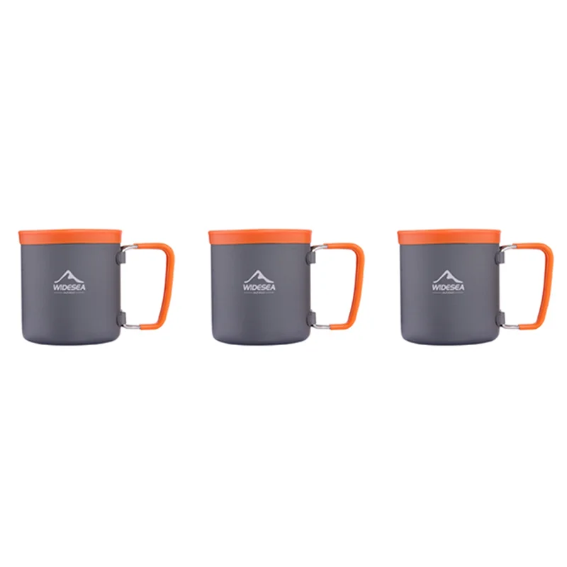 

3X Widesea Camping Aluminum Cup Outdoor Mug Tourism Tableware Picnic Cooking Equipment Tourist Trekking Hiking