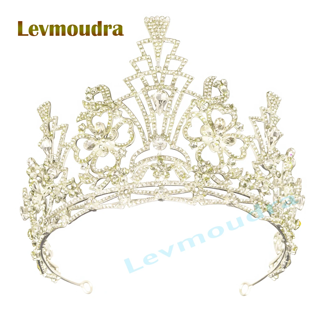

Levmoudra Elegant Wedding Crown for Brides Rhinestone Pearls Tiaras and Crowns Bridal Hair Jewelry Prom Pageant Headpiece