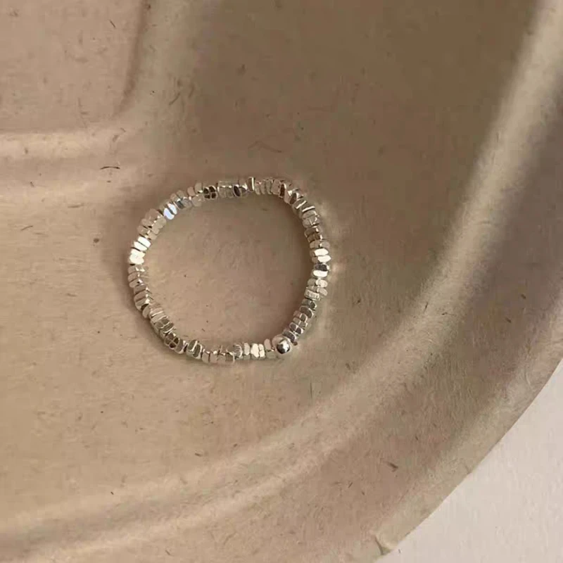 

925 Silver Broken Silver Ring Korean Version Fashionable Simple Unique Gift for Girls Elegant Finger Ring for Women