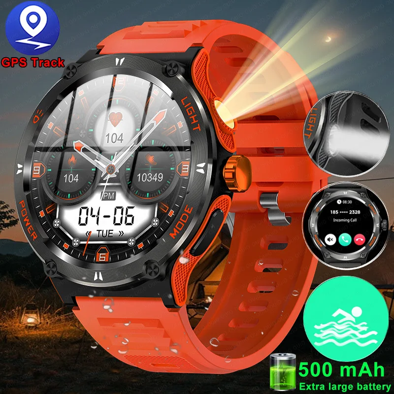 

2024 New Men outdoor Smart Watch 1.53-inch 3ATM Waterproof 500Mah B attery LED Strong Flashlight Bluetooth Call Smartwatch + Box