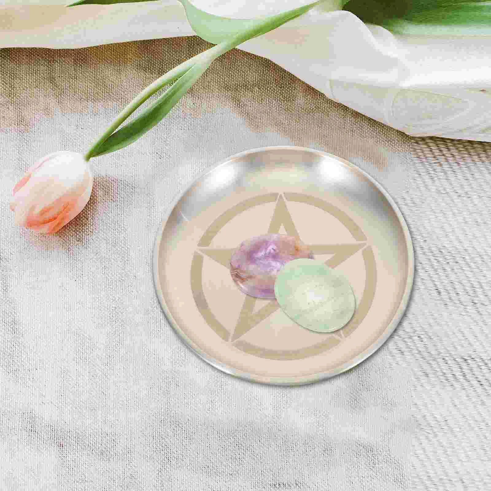 

Pentagram Altar Pentacle Candleholder Altar Decorative Silver Tray Pentacle Candleholder Home Accessory Storage Tray