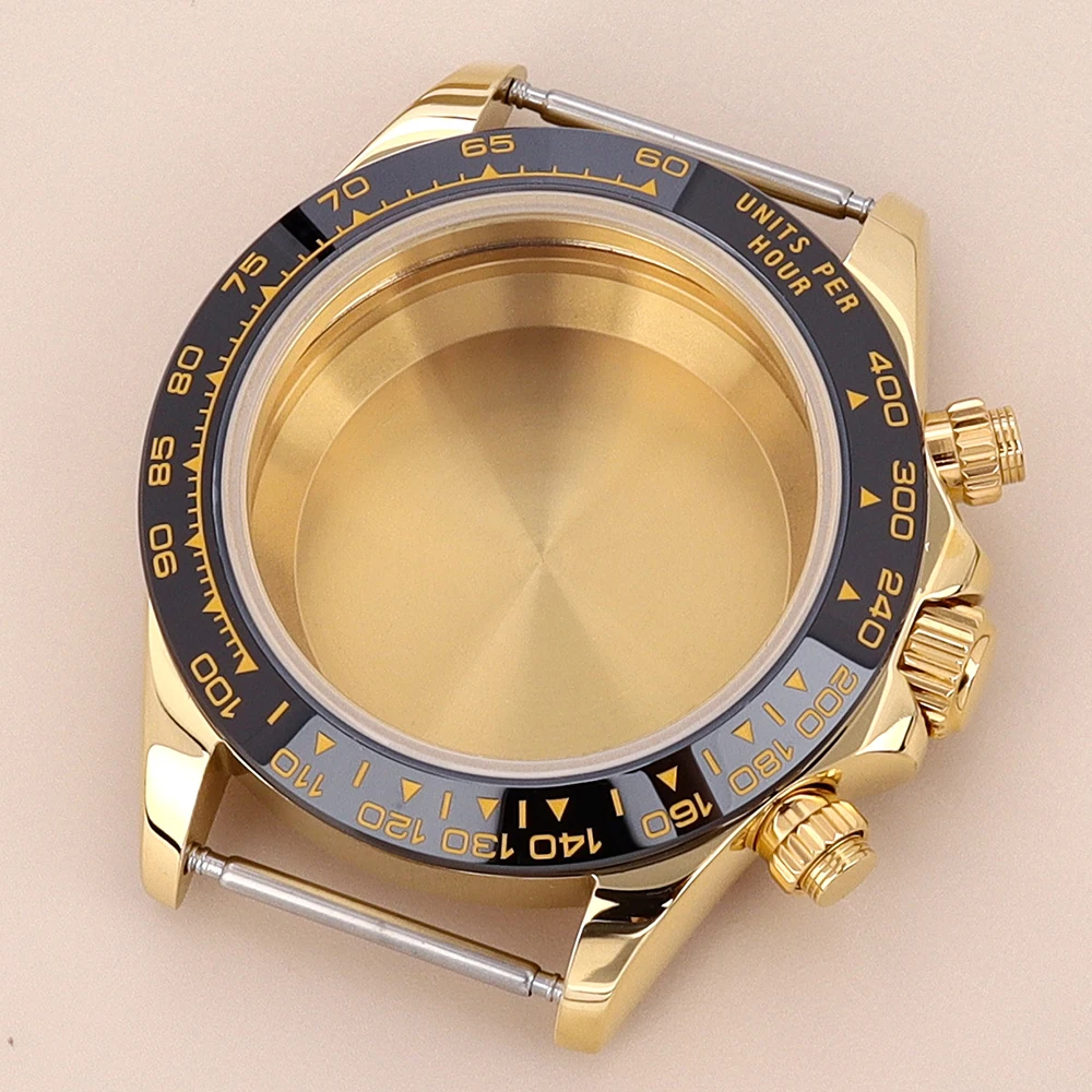 

VK63 39mm Watch Case Silver/Gold Solid Stainless Steel Sapphire Glass Fit For VK63 Watches Automatic Movement Accessories Parts
