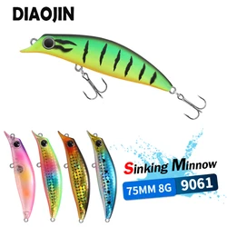75mm 8g Sinking Minnow Fishing Lures Artificial Hard Baits Pesca Wobbler for Pike Bass Trout Jerkbait Minnow Fishing Supplies