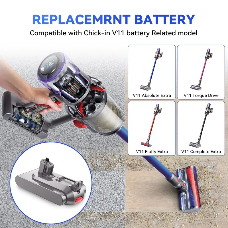29.4V 3000MAhแบตเตอรี่ทดแทนสําหรับแบตเตอรี่Dyson V11 SV14 SV17 SV15 ไร้สายFluffy Motorhead Stick Handholdเครื่องดูดฝุ่น