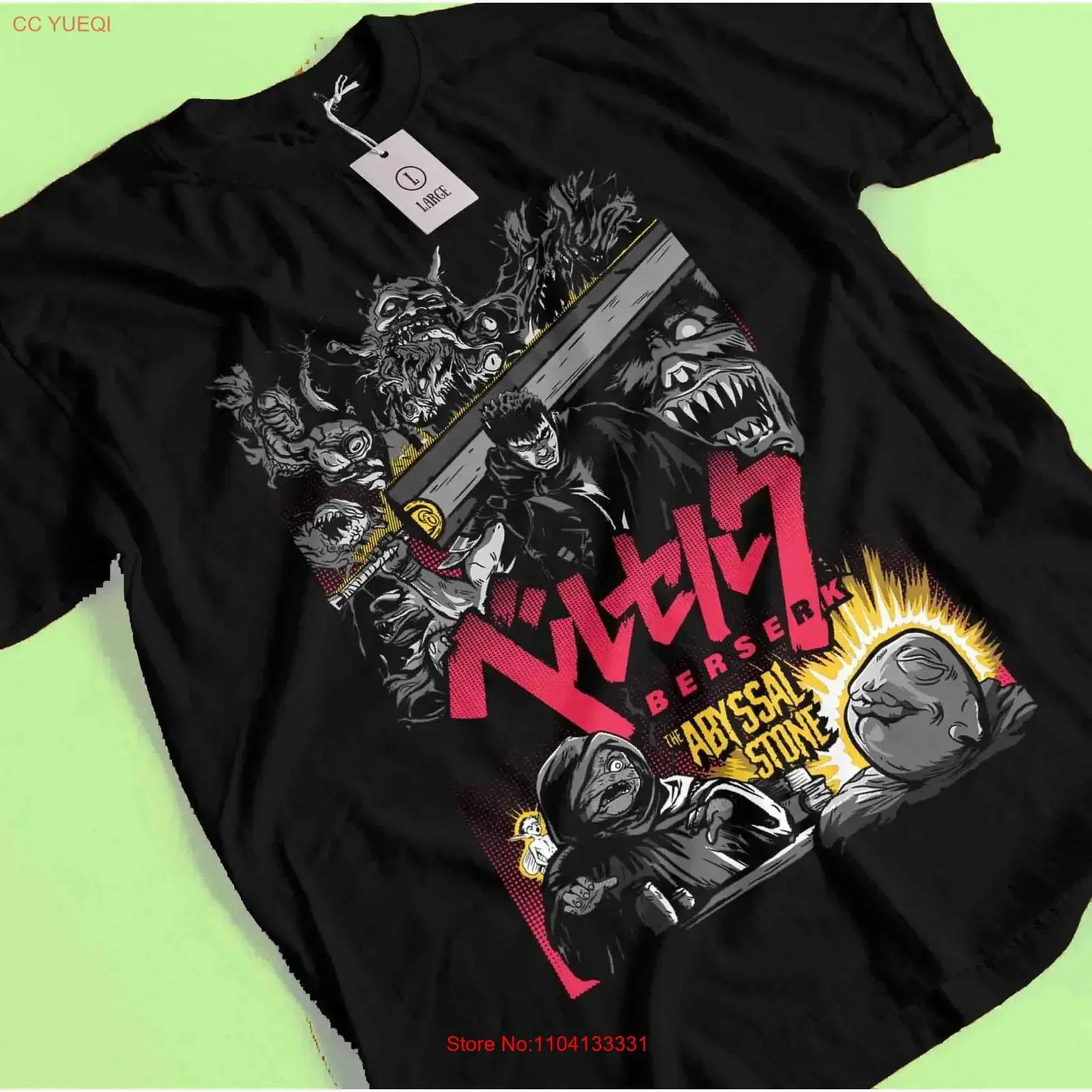 Camiseta Berserk de Anime Japonés, Diseño Guts Manga Casca, Estilo Vintage Lavado, para Uso Diario, Ligeramente Elástica