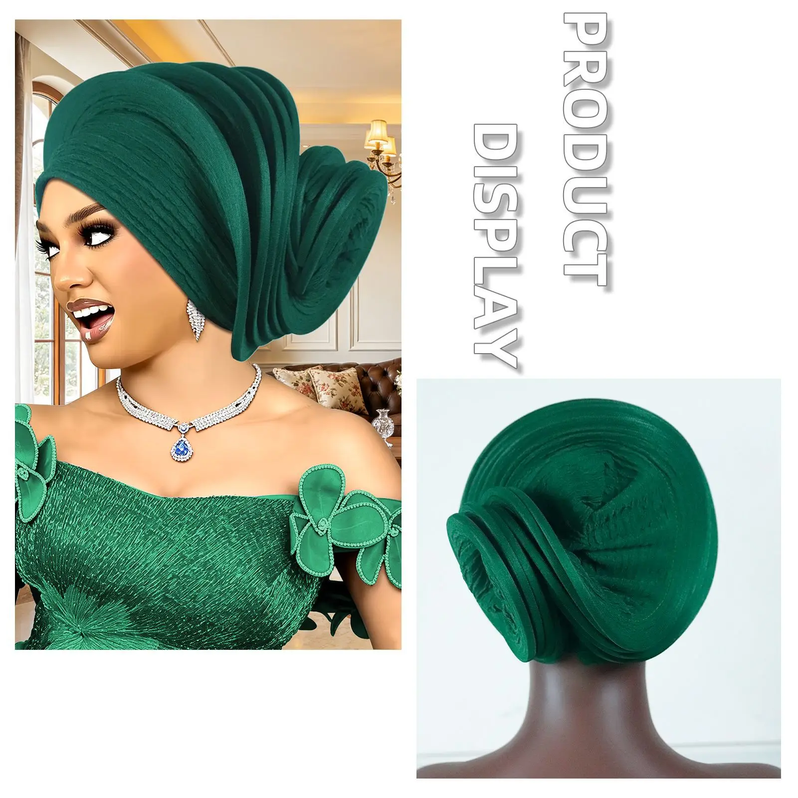 Muslim Women Hijab Hat Turban Cap African Auto Gele Headtie Head Wrap Nigerian Wedding Party Headgear Headpiece Already Made