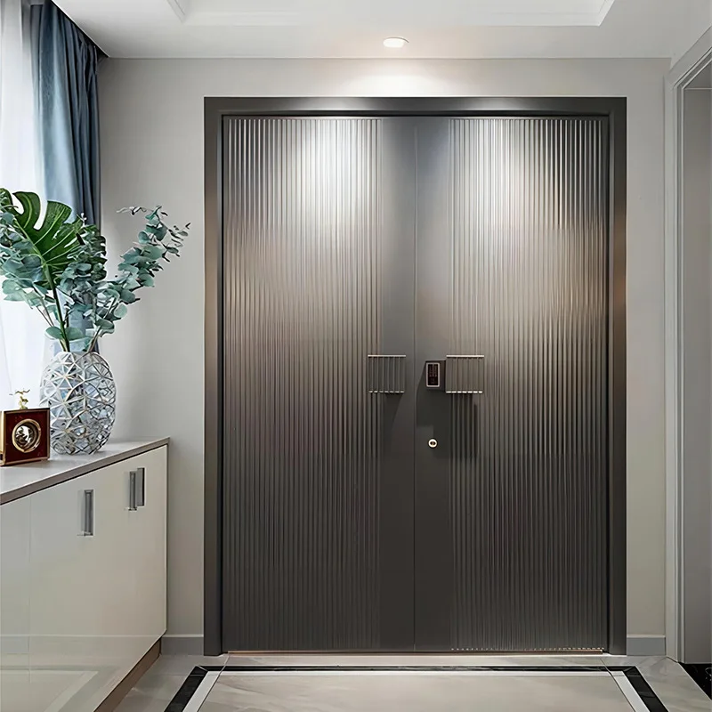 Anti-theft Entrance Door, Security Main Gate, Mother-Child Door, High-End Carved Cast Aluminum Entry Door for Villa