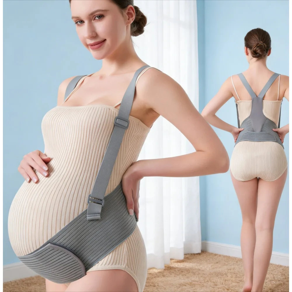 マタニティサポートベルト-u字型妊娠中用背中サポートベルト-女性用-通気性抜群-快適