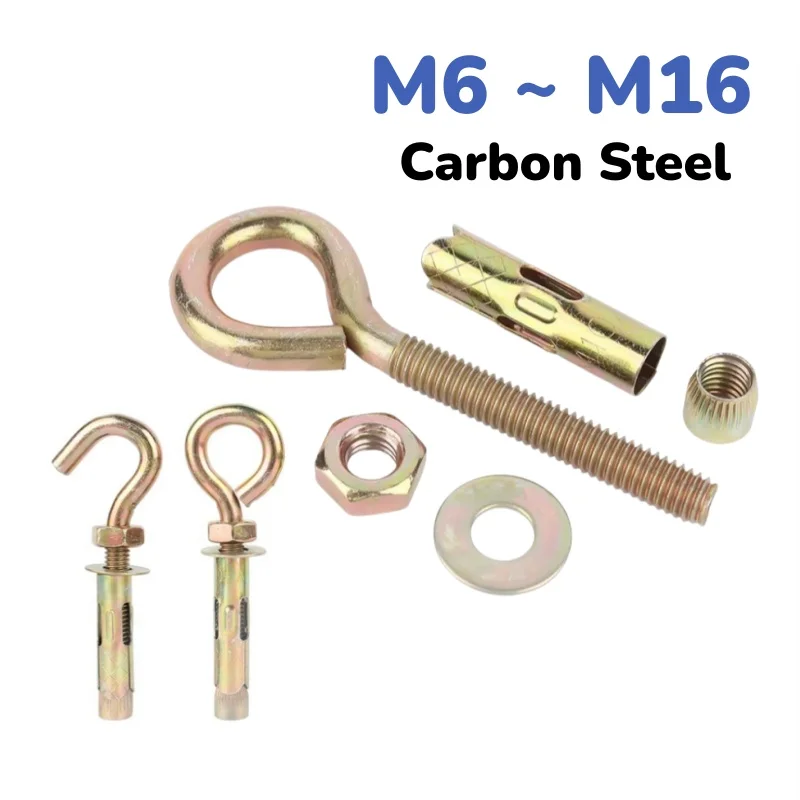Carbon Steel Color Zinc Sheep Eye Expansion Screw Ring Hook Eyebolt Anchor M6 ~ M16