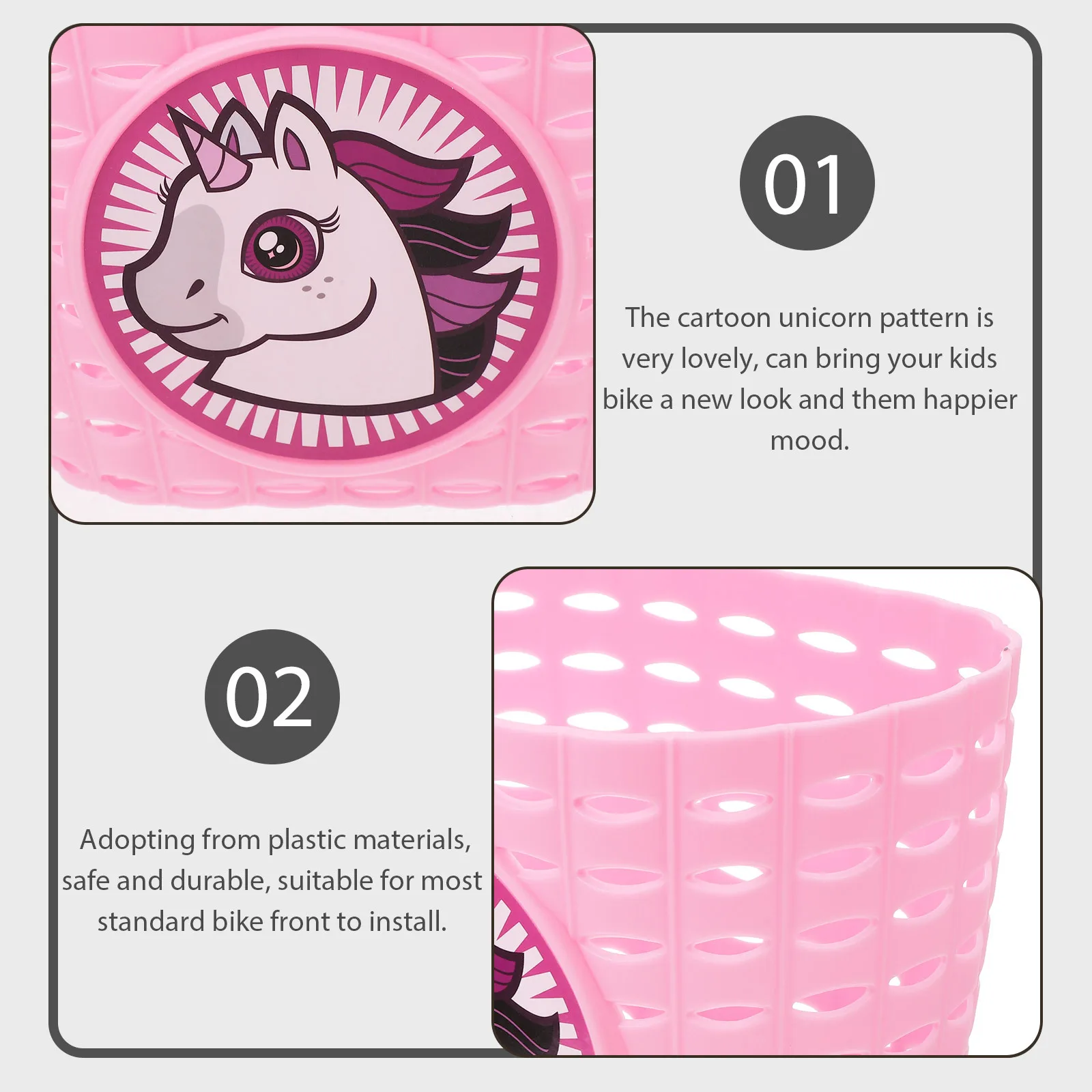 

1pcs Bike Basket Front Plastic Storage Cartoon Train Design Lightweight Universal For Bicycle Scooter Handlebar Ride