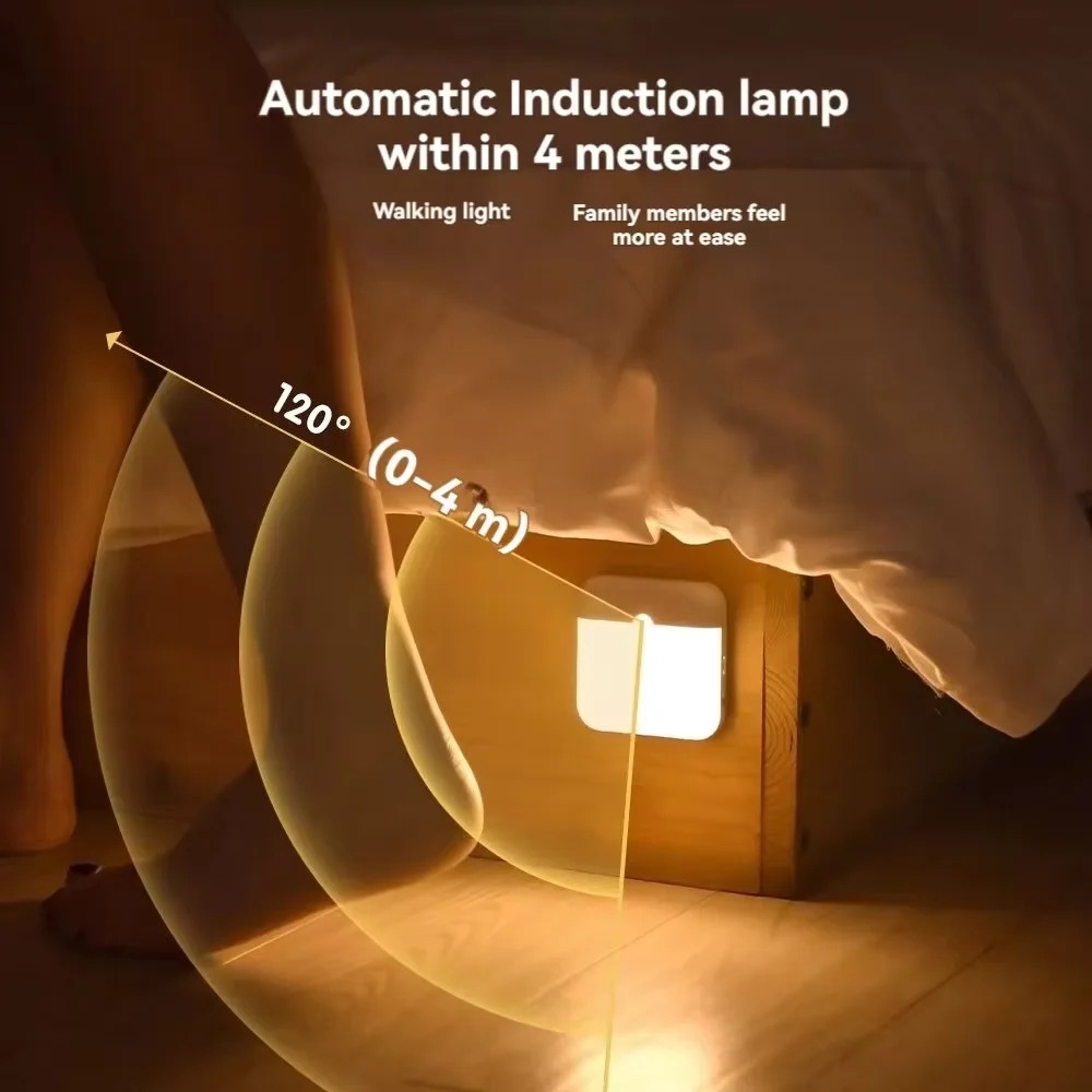 LED Night Light, Human Motion Sensor Lamp USB C Rechargeable Closet Light, Wireless LED Wall Lamp For Stairs Closet Kitchen Bed image 2