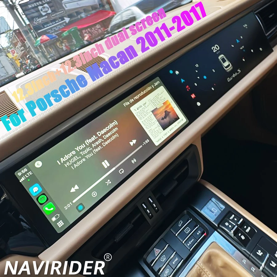Android 2din Radio 8G+256GB 4G Carplay LTE Wireless Dual Screen BT For Porsche Macan 2011-2017 Car Multimedia Video Player HU
