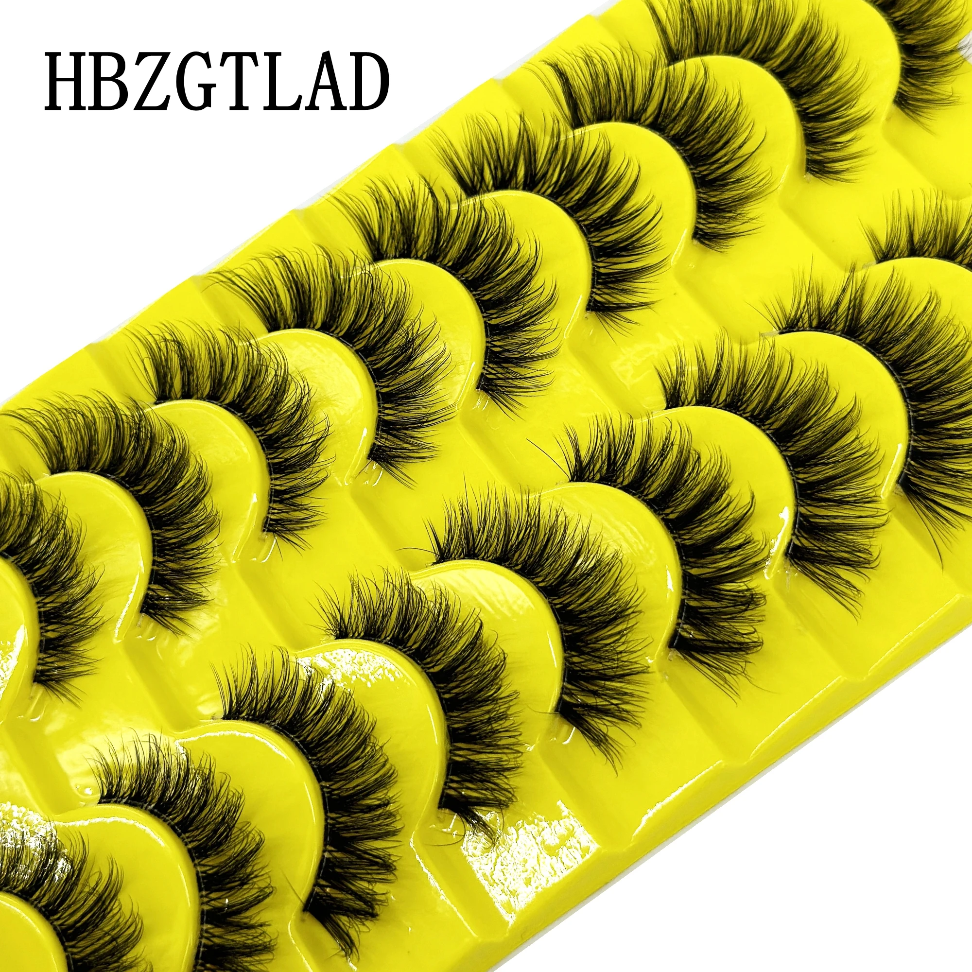 HBZGTLAD 10Pairs Transparent Band Lashes Natural Long 3D Faux Mink False Eyelashes Handmade Fluffy Volume Eye Lash Cilios Makeup
