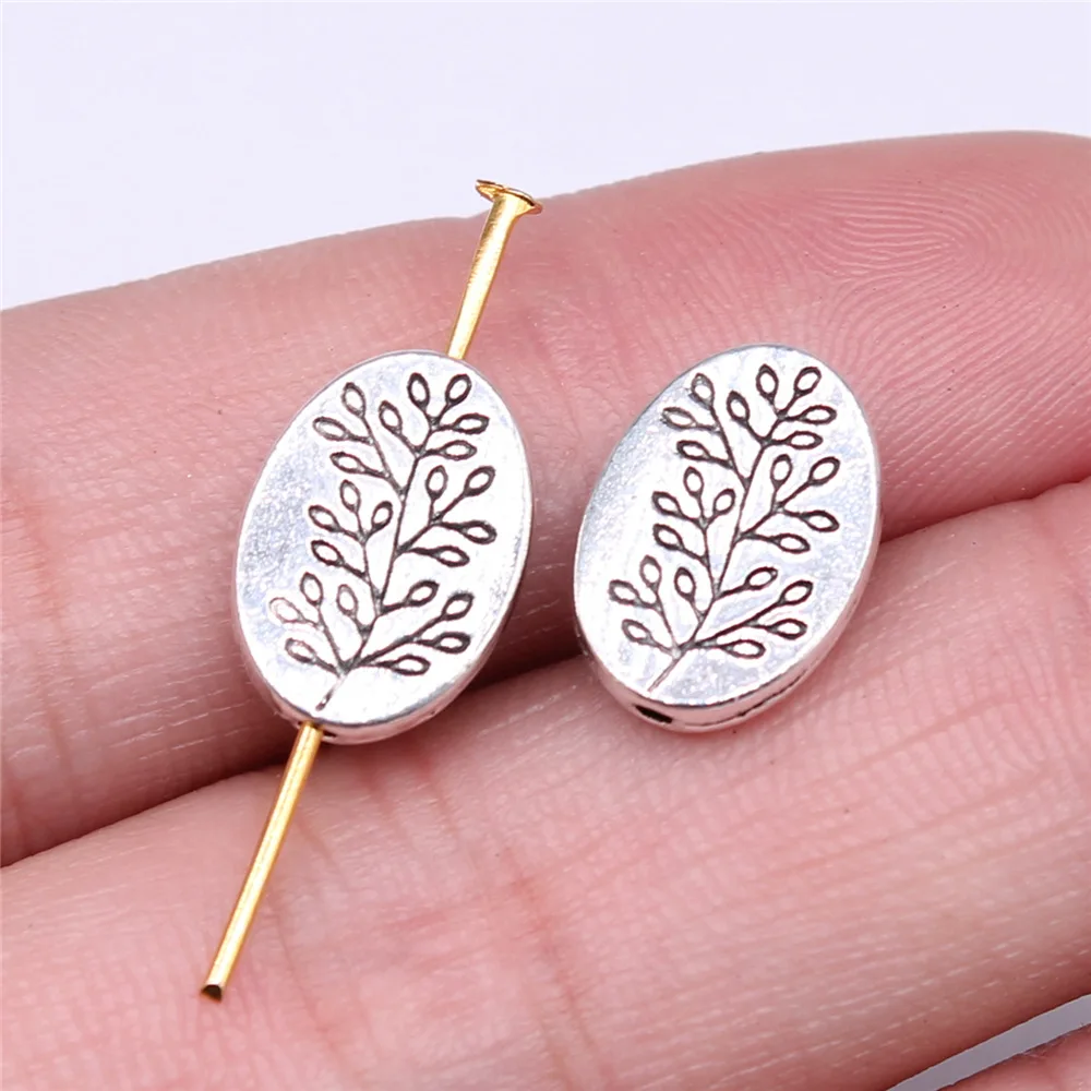 

10pcs 14*10mm Leaves grass Metal Alloy Bead For Jewelry Making Carved Beads