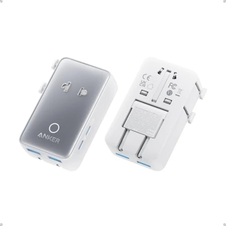 

Nano Travel Adapter 5Port Power Adapter with 1 AC 2 USBA and 2 USBC Ports Smart Temperature Control Compatible with Over 200 Co