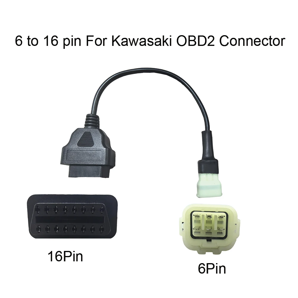 

OBD Diagnostic Cable For Kawasaki 6Pin to 16Pin OBDII Adapter Connector Wire For Z900RS Z800 Z900 Z1000 ZX10R ZX14R H2 Moto