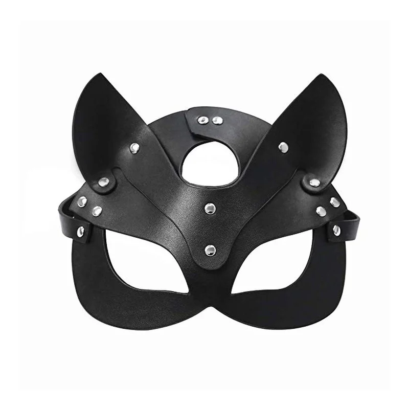 Erotic Women Sexy Mask Half Face Fox Cosplay Leather Sex Mask Halloween Party Mask Masquerade Ball Fancy Masks Punk Collar