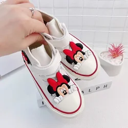 Disney Children's Shoes Fashion Mickey Mouse Student Shoes Girls Anti-slip Outdoor Shoes Canvas Shoes Kids Sport Shoes Size26-37