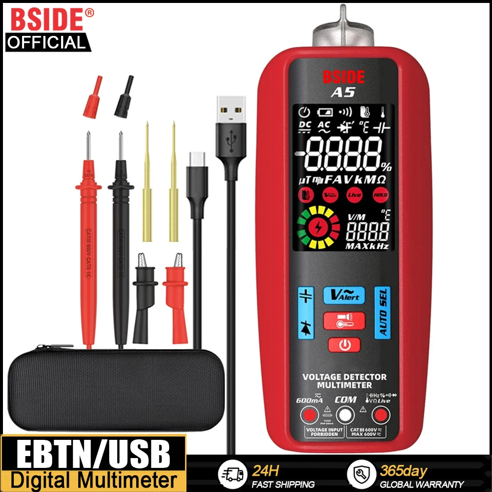 Bside-multímetro Digital Profissional Amperímetro Automático Inteligente Vfc Atual hz Capacitor Ohm Ferramentas Eletricista Tester