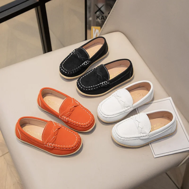 

Spring Autumn Girls Causal Uniform School Shoes New Versatile Kids Simple Boys Leather Shoes Fashion Children's Flat Loafers